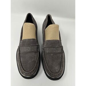Ara HighSoft Men 6.5 Grey Suede Studded Platform Loafers Moc Toe Shoes Cushioned